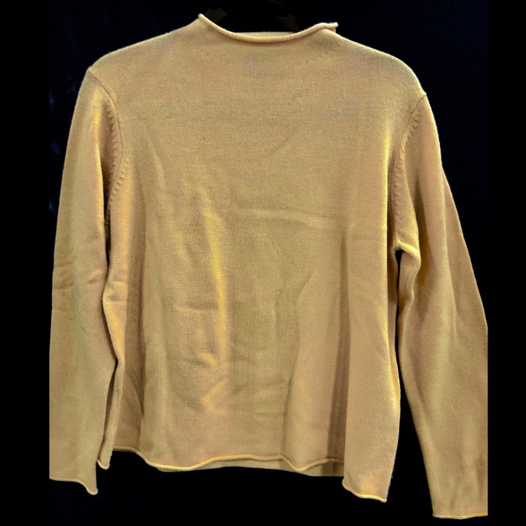 Eileen Fisher Sweater Pull Over Large Light Orange Merino Wool Rolled Edges